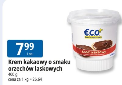 Krem kakaowy o smaku orzechów laskowych ECO+ promocja w Leclerc