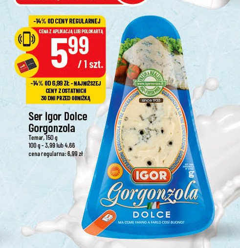 Gorgonzola dolce Igor promocja w POLOmarket