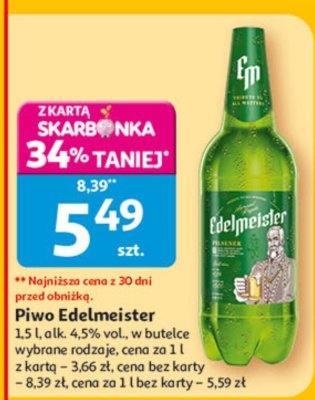 Piwo 1.5L alk. 4.5% vol. Edelmeister promocja w Auchan