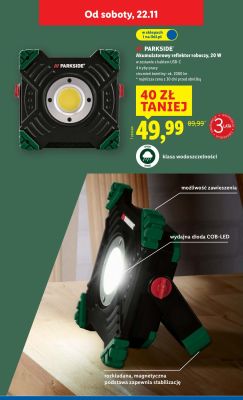 Reflektor akumulatorowy roboczy PARKSIDE 20 W promocja w Lidl