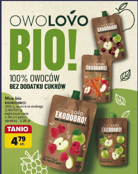 Mus jabłkowy ekodobro Owolovo promocja