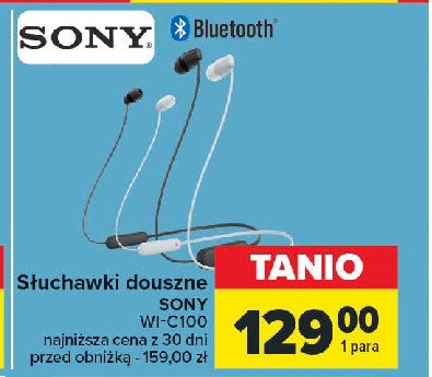 Słuchawki wi-c100 czarne Sony promocja w Carrefour