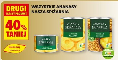 Wszystkie ananasy w puszce drugi -40% taniej promocja w Biedronka