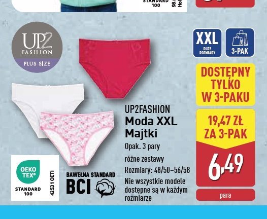 Majtki damskie 48/50-56/58 Up2fashion promocja w Aldi