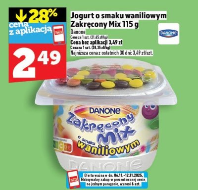 Jogurt o smaku waniliowym Zakręcony Mix 115 g promocja w TOPAZ