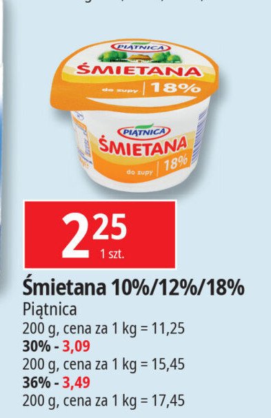 Śmietana 10% Piątnica promocja w Leclerc