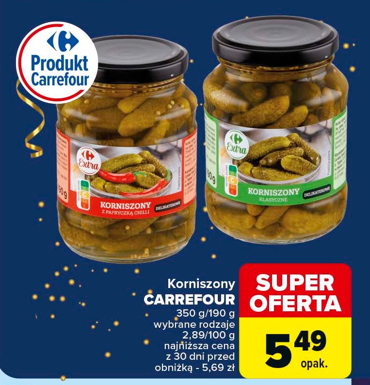 Korniszony z papryczką chili Carrefour extra promocja