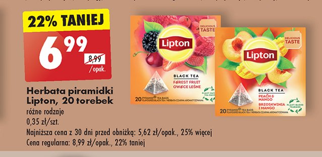 Herbata brzoskwinia i mango Lipton fruit infusion promocja
