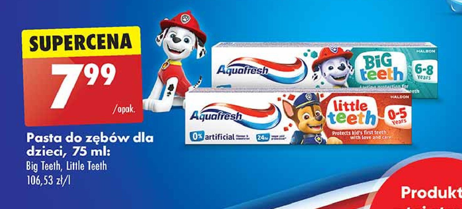 Pasta do zębów 0-5 Aquafresh little teeth promocja w Biedronka