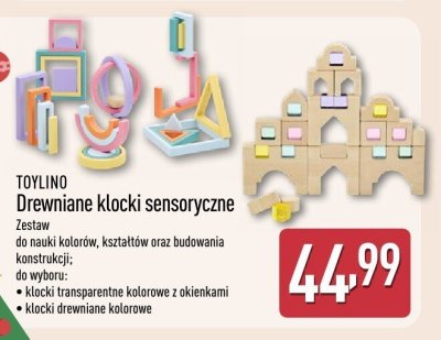 Klocki Drewniane klocki sensoryczne TOYLINO promocja w Aldi