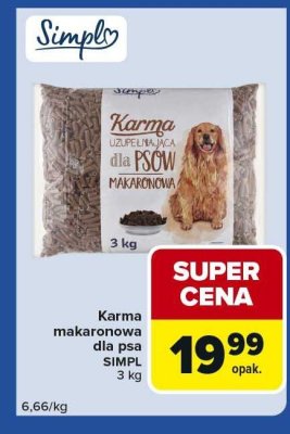 Karma makaronowa dla psa Simpl 3kg promocja w Carrefour Express