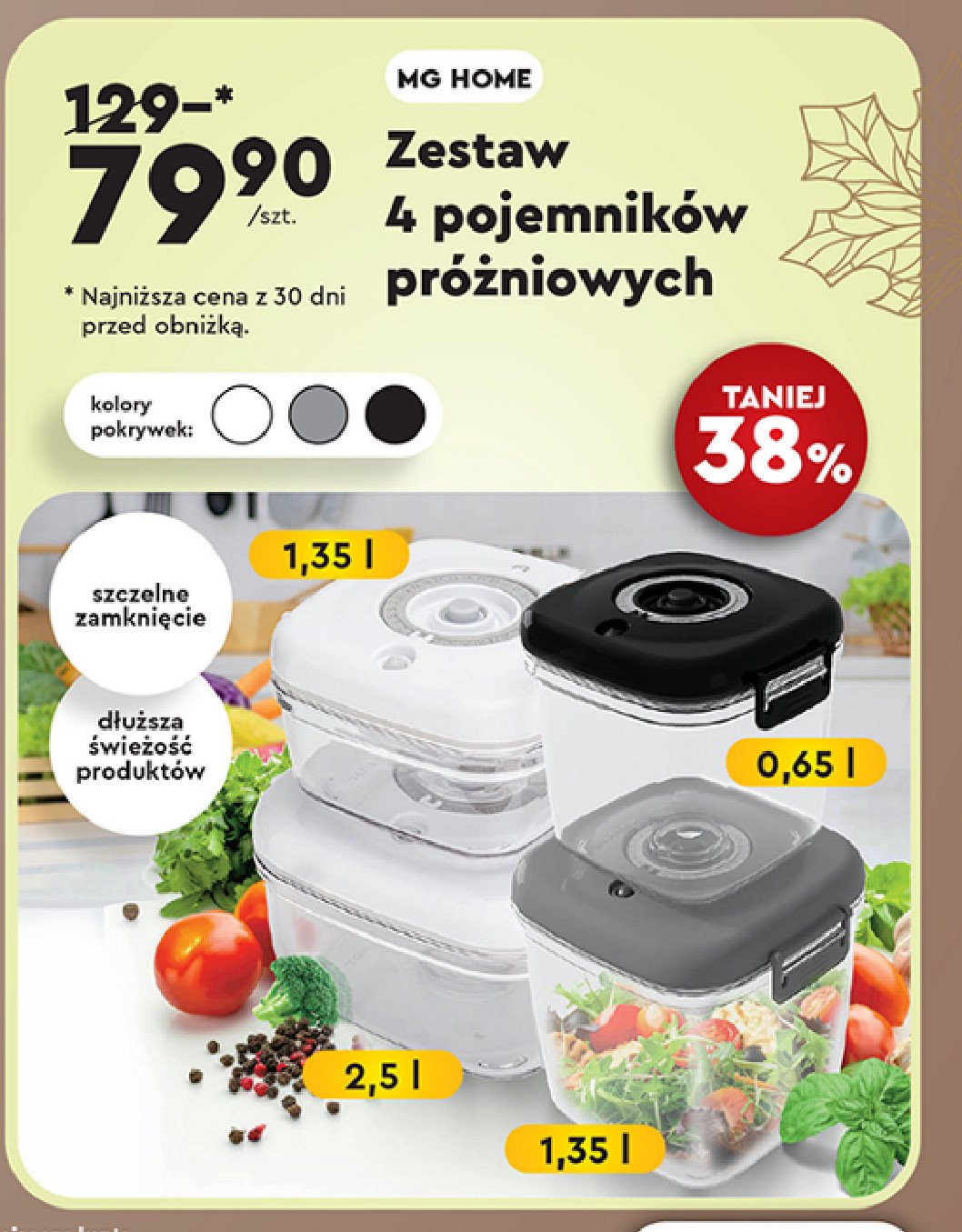 Zestaw pojemników podróżnych 650 ml + 2 x 1.35 l + 2.5 l Mg home promocja