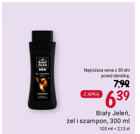 Żel i szampon 2w1 minerały Biały jeleń for men promocja