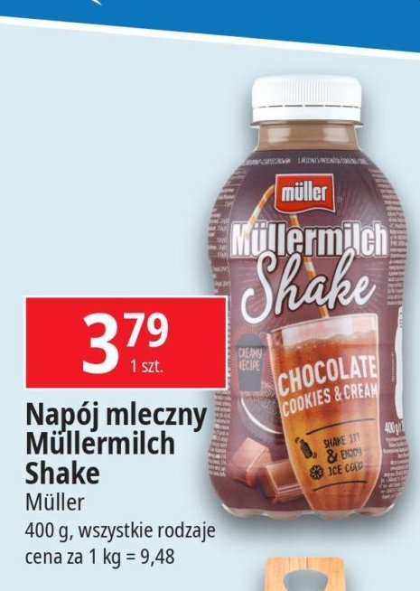 Napój mleczny chocolate cookies & cream geschmack Mullermilch shake promocja