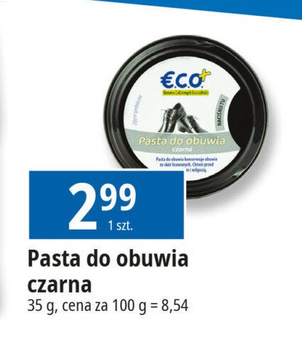 Pasta do obuwia czarna Eco+ promocja w Leclerc