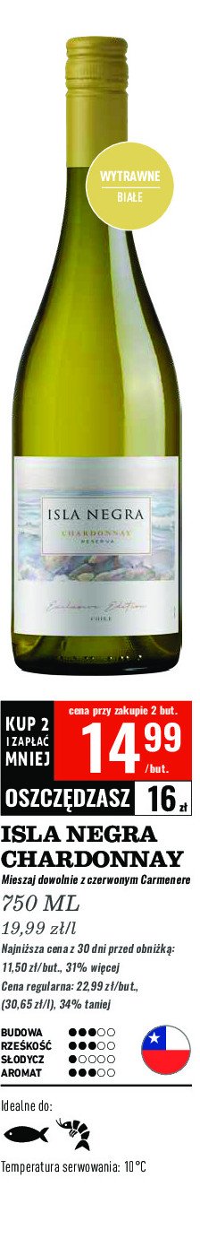 Wino ISLA NEGRA CHARDONNAY promocja w Biedronka