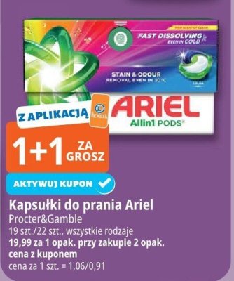 Kapsułki do prania Ariel Allin1 PODS promocja w Leclerc