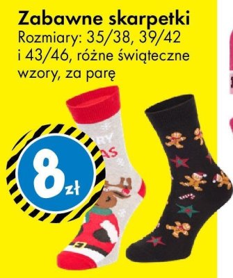 Zabawne skarpetki Rozmiary: 35/38, 39/42, 43/46, różne świąteczne wzory promocja w Tedi