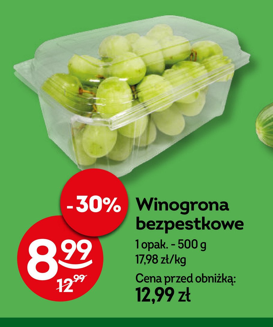 Winogrona białe bezpestkowe promocja w Żabka