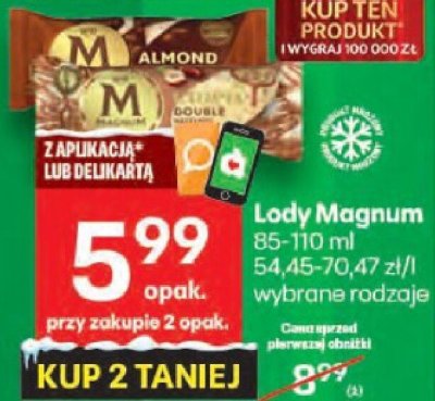 Lody Magnum wybrane rodzaje promocja w Delikatesy Centrum
