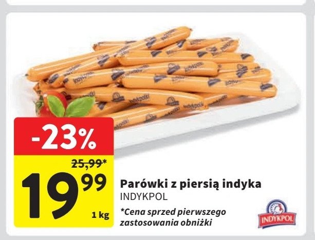 Parówki z piersią indyka Indykpol promocja w Intermarche