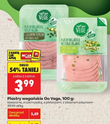 Plastry wegańskie Go Vege, 100 g: z zielonym pieprzem promocja w Biedronka