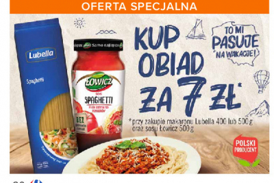 Makaron pióra + sos spaghetti Lubella makaron + łowicz promocja