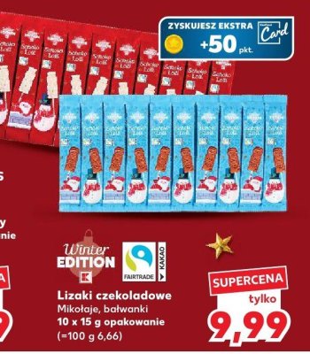 Lizaki czekoladowe Mikołaje, bałwanki promocja w Kaufland