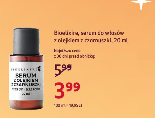 Serum z olejkiem z czarnuszki Bioelixire promocja w Rossmann