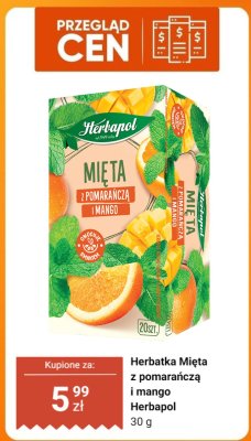 Herbatka Mięta z pomarańczą i mango Herbapol promocja w Dino