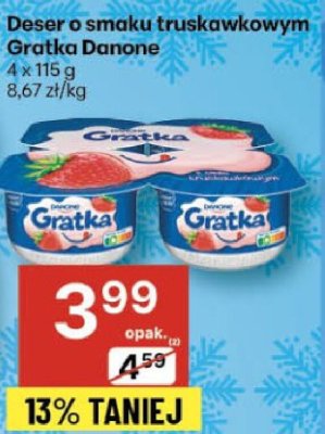 Deser o smaku truskawkowym Gratka Danone 4 x 115 g promocja w Delikatesy Centrum