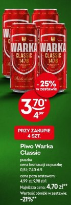 Piwo Warka Classic promocja w Żabka