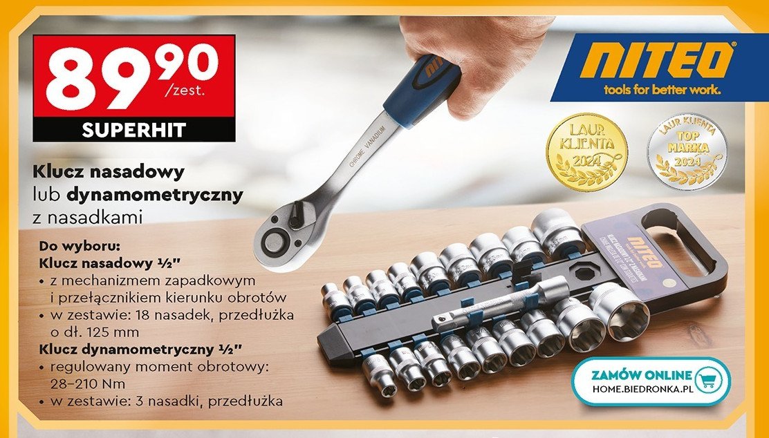 Klucz dynamometryczny 28-210 Niteo tools promocja w Biedronka