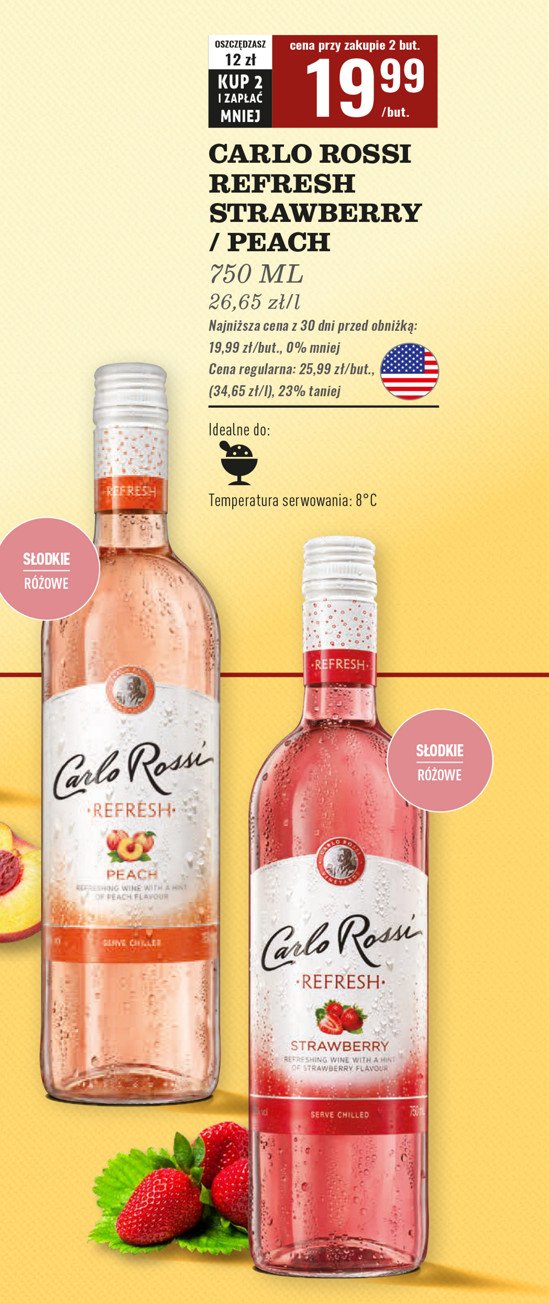 Wino Carlo rossi refresh strawberry promocja