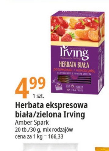 Herbata zielona malinowa Irving promocja