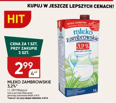 Mleko Zambrowskie 3,2% Mlekpol promocja w Chata Polska