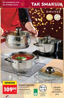 Komplet 3 garnków SMUKEE z pokrywkami promocja w Biedronka
