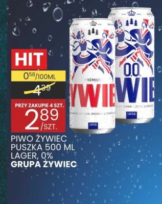 Piwo Żywiec puszka 500ml lager, 0% grupa Żywiec promocja w Wafelek