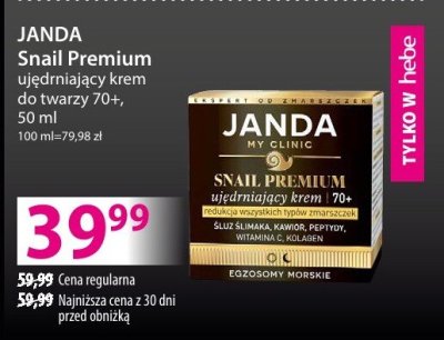 Krem ujędrniający JANDA Snail Premium, 50 ml promocja w Hebe