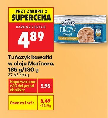 Tuńczyk kawałki w oleju Marinero, 185 g/130 g promocja w Biedronka