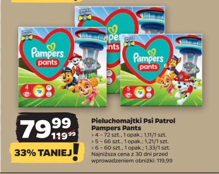 Pieluchomajtki 5 psi patrol Pampers pants promocja