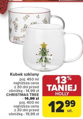 Kubek szklany CHRISTMAS TREE poj. 400 ml promocja w Carrefour