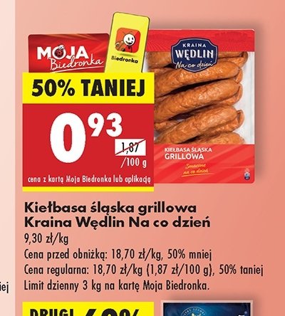 Kiełbasa śląska grillowa promocja w Biedronka