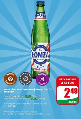 Napój piwny Łomża Radler jabłko mięta  0%  promocja w Dino