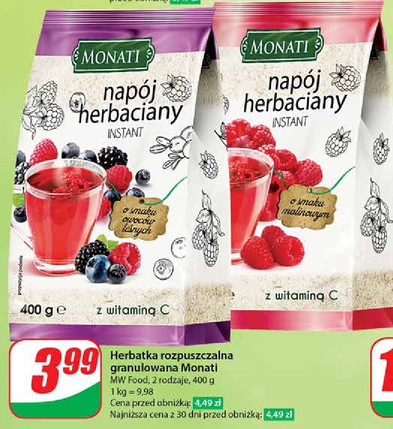 Napój herbaciany instant owoce leśne Monati promocja