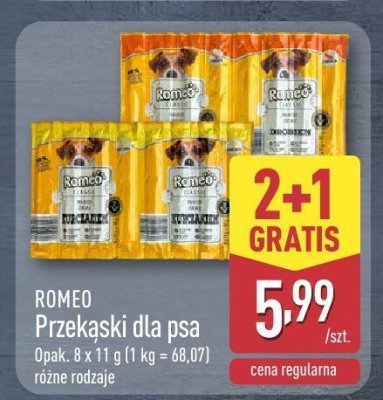Przekąski dla psa 8 x 11 g różne rodzaje ROMEO promocja w Aldi