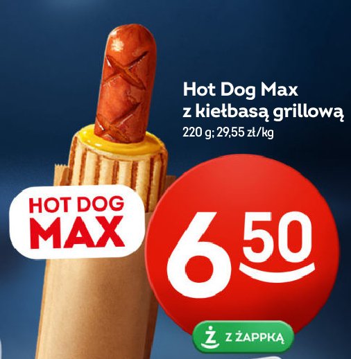 Hot dog maxx z kiełbasą grillową Żabka cafe promocja