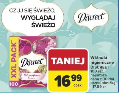 Wkładki higieniczne DISCREET 100 szt. promocja w Carrefour