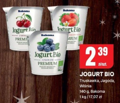 Jogurt Bio Truskawka Jagoda Wiśnia Bakoma promocja w Chorten
