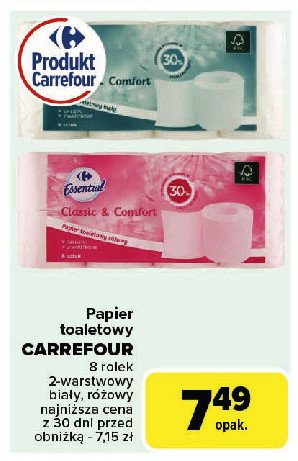 Papier toaletowy różowy Carrefour essential promocja